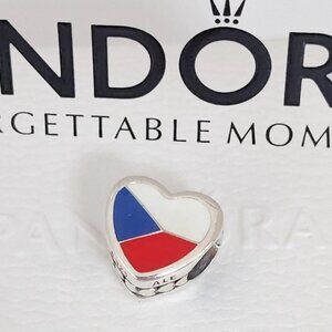 Pandora Czech Flag Heart Charm Bead Pendant